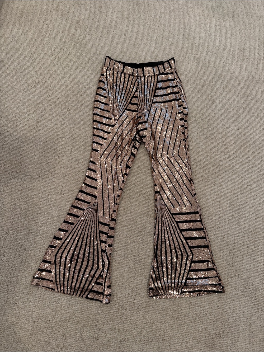 Women’s Rose Gold Sequin Flared Bottoms